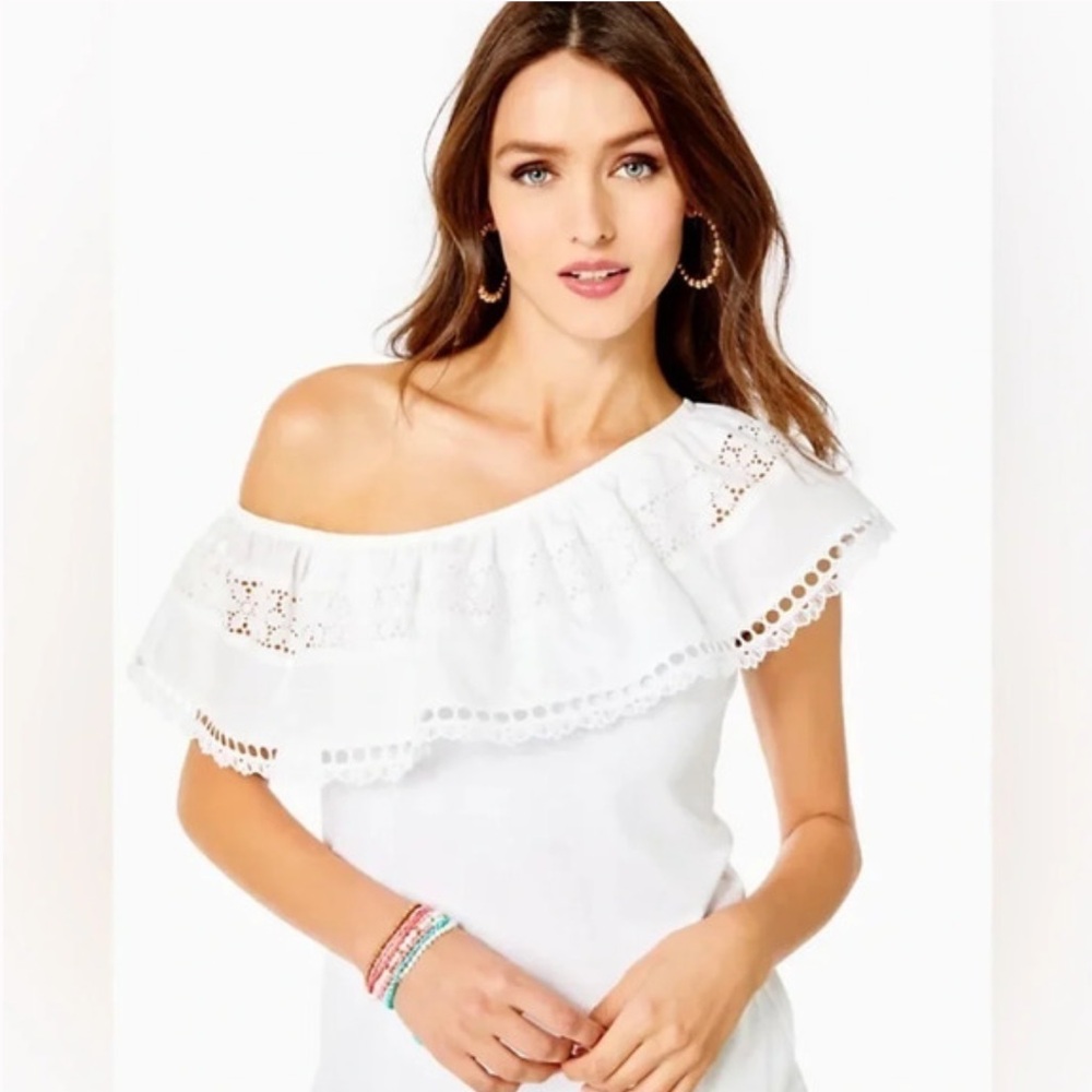 Lilly Pulitzer Tracee One Shoulder Top (resort white) size small NWT
